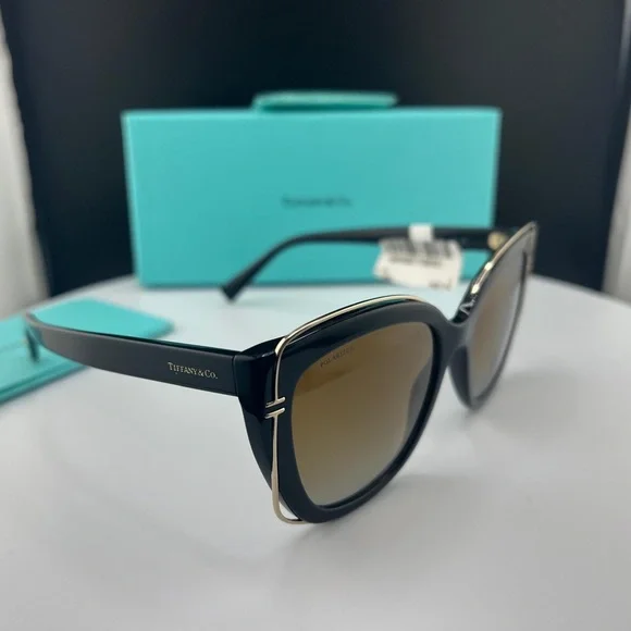 Tiffany & Co. Woman Sunglasses Black Frame Polarized Brown Gradient Lenses, 54MM Tiffany & Co. Woman Sunglasses Black Frame Polarized Brown  main image 3
